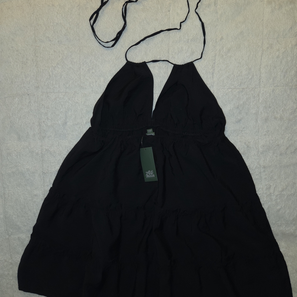 Wild Fable Elegant Black Halter Mini Dress